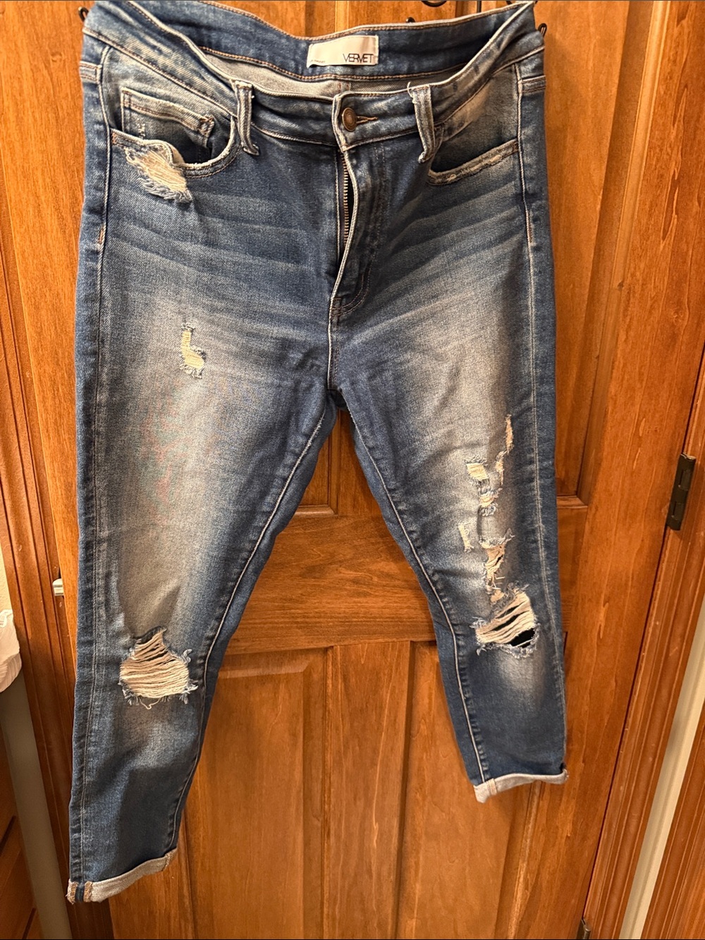 VS RUE Denim Distressed Women's Skinny Jeans - Blue